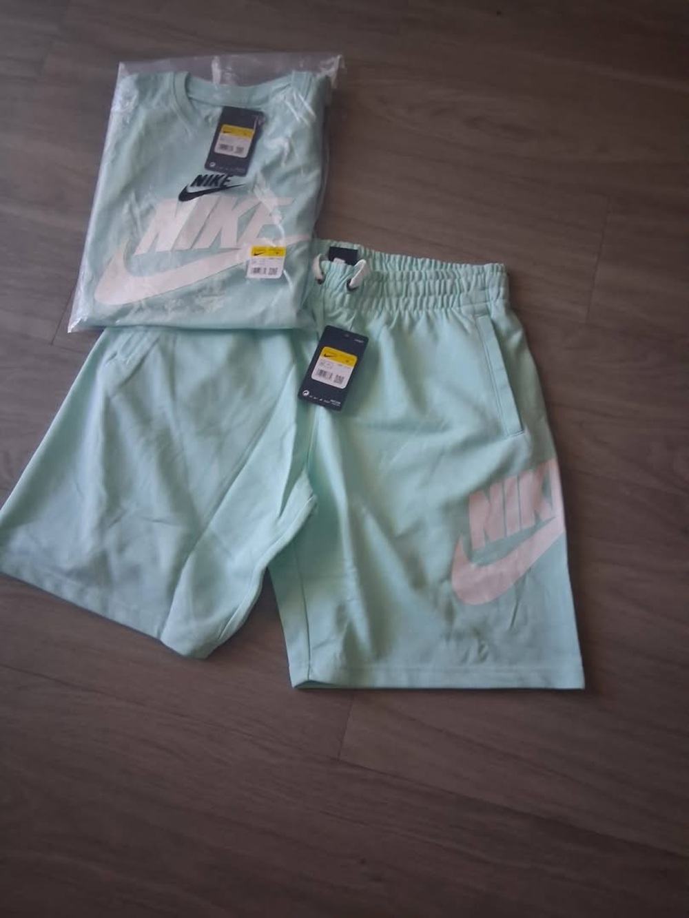Light Blue T-shirt and Short set with White Swoosh